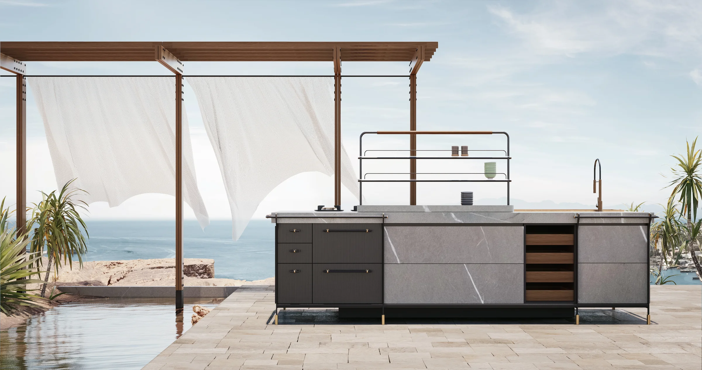 Canossa Outdoor kitchen with brass details
