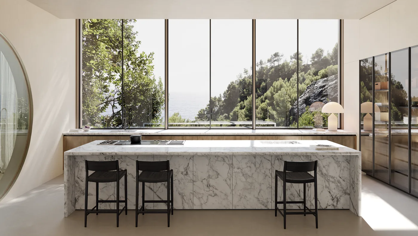 Schiffini Liguria kitchen with marble island